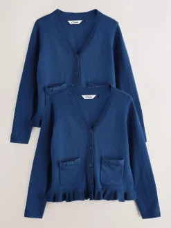 Clarks Blue Bow Knitted School Cardigans 2 Pack