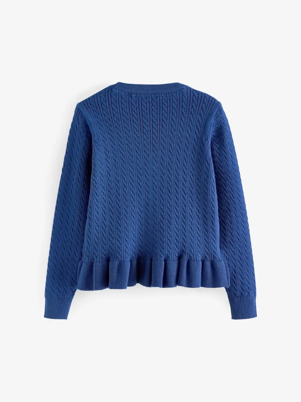 Clarks Blue Cable Knit Frill School Cardigan