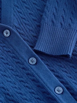Clarks Blue Cable Knit Frill School Cardigan
