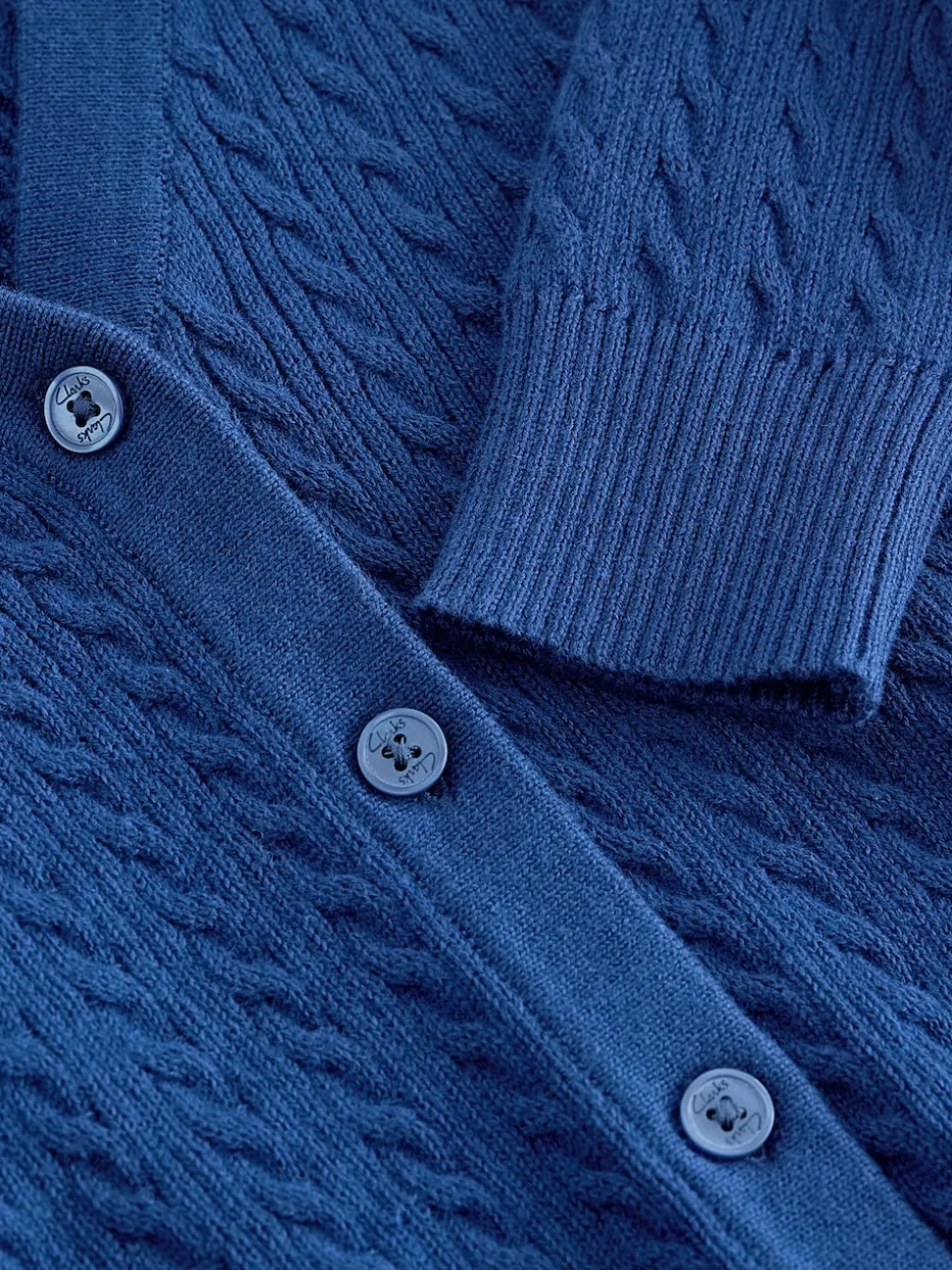 Clarks Blue Cable Knit Frill School Cardigan