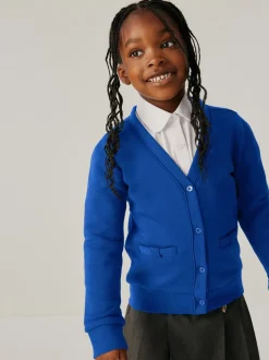 Clarks Blue Girls Bow Sweat School Cardigan
