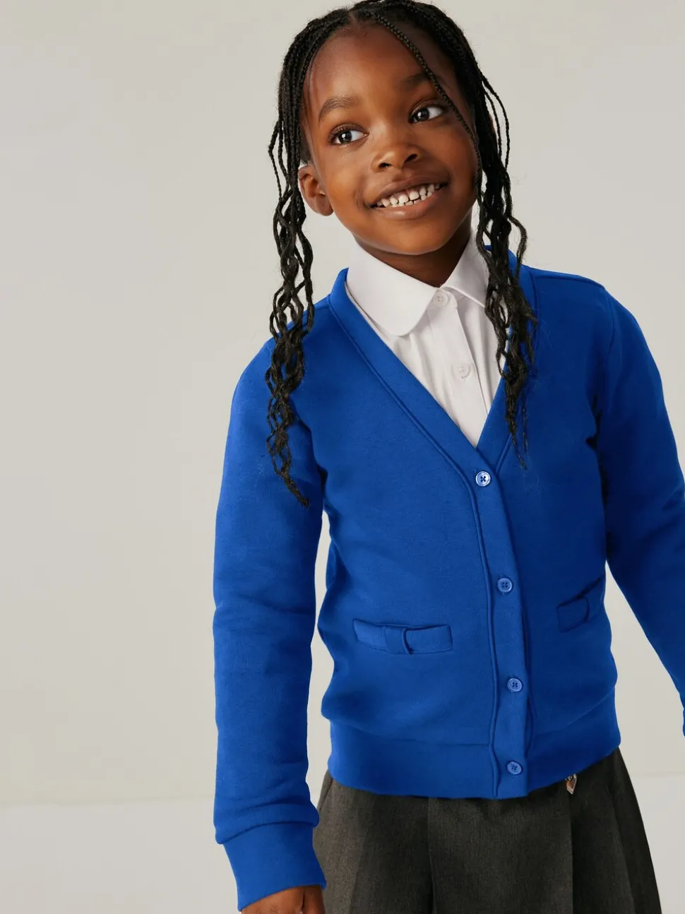 Clarks Blue Girls Bow Sweat School Cardigan