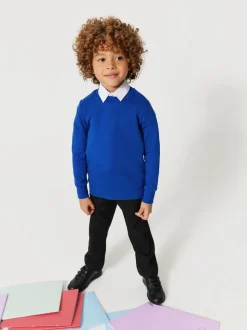 Clarks Blue Unisex Crew Neck School Sweatshirt