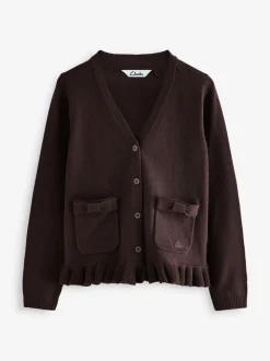 Clarks Brown Bow Knitted School Cardigans 2 Pack