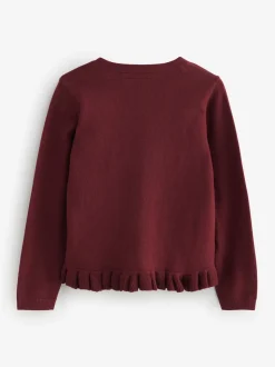 Clarks Burgundy Red Bow Knitted School Cardigans 2 Pack