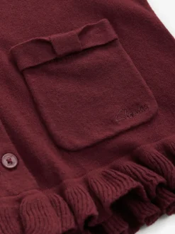 Clarks Burgundy Red Bow Knitted School Cardigans 2 Pack