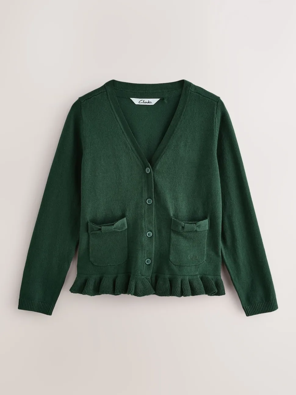 Clarks Green Bow Knitted School Cardigans 2 Pack