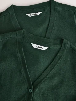 Clarks Green Bow Knitted School Cardigans 2 Pack