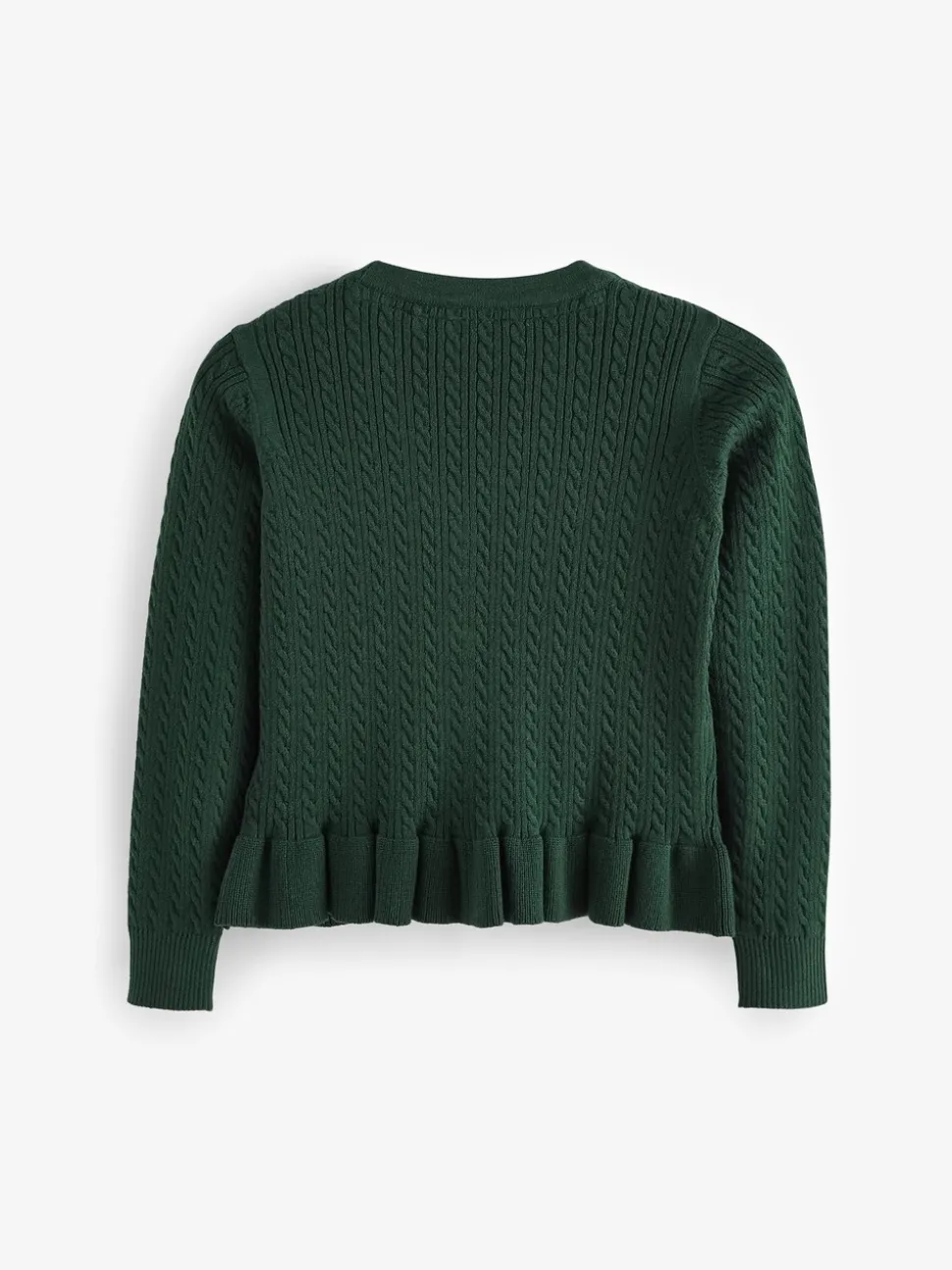 Clarks Green Cable Knit Frill School Cardigan