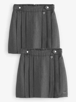 Clarks Grey Pleated School Skirts 2 Pack
