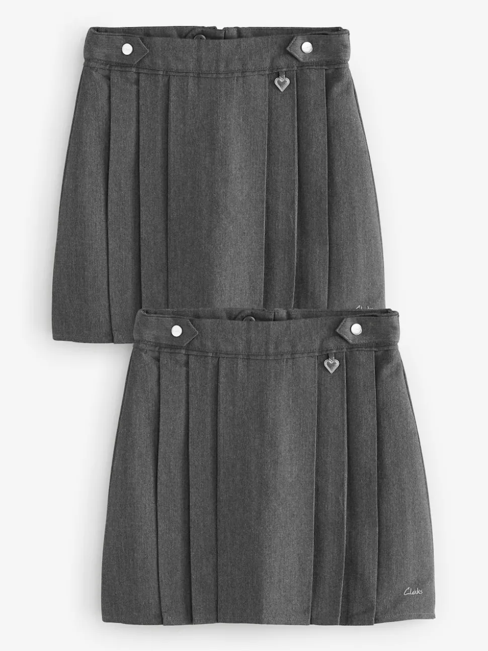 Clarks Grey Pleated School Skirts 2 Pack