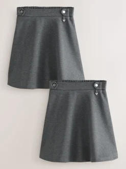 Clarks Grey Pull-On Ponte Skater School Skirts 2 Pack