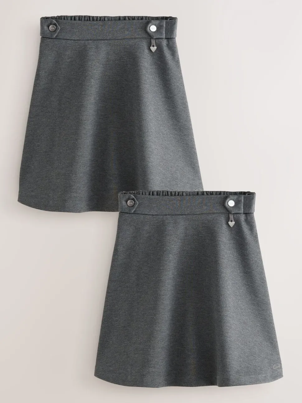 Clarks Grey Pull-On Ponte Skater School Skirts 2 Pack