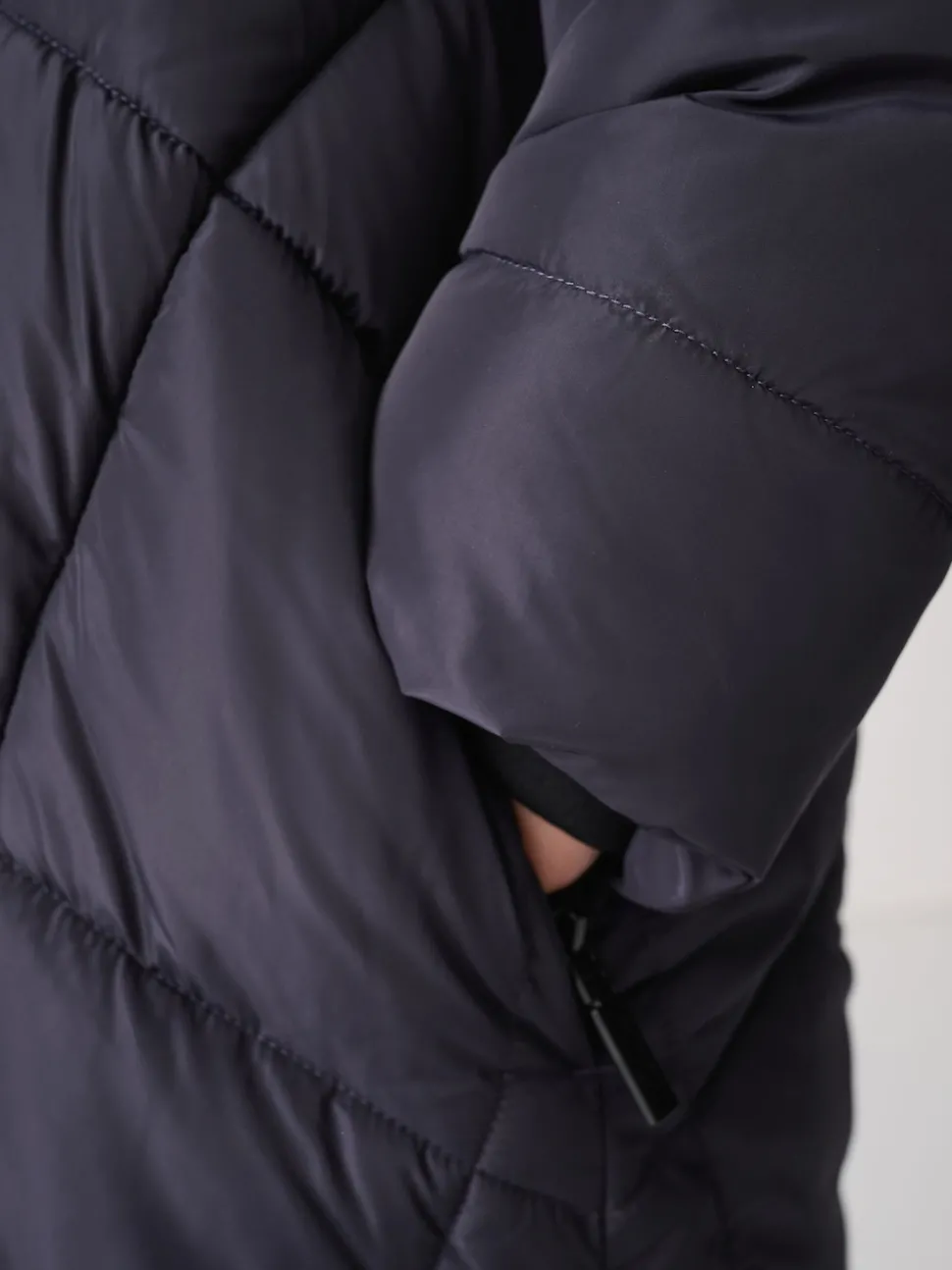 Clarks Navy Girls Shower Resistant Longline Padded Coat