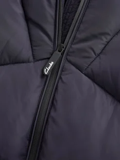 Clarks Navy Girls Shower Resistant Longline Padded Coat