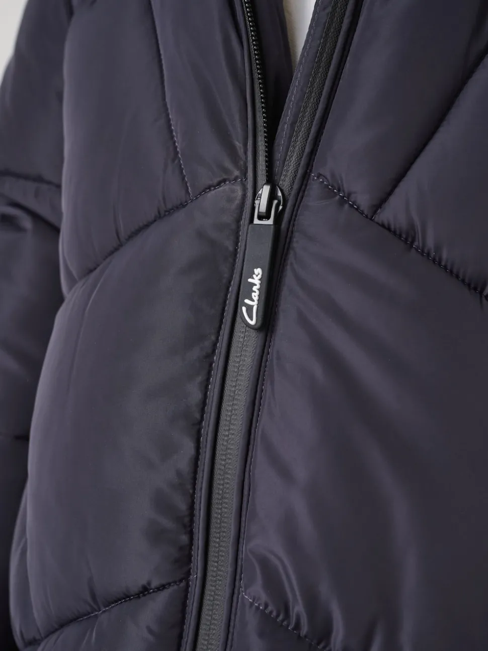 Clarks Navy Girls Shower Resistant Longline Padded Coat