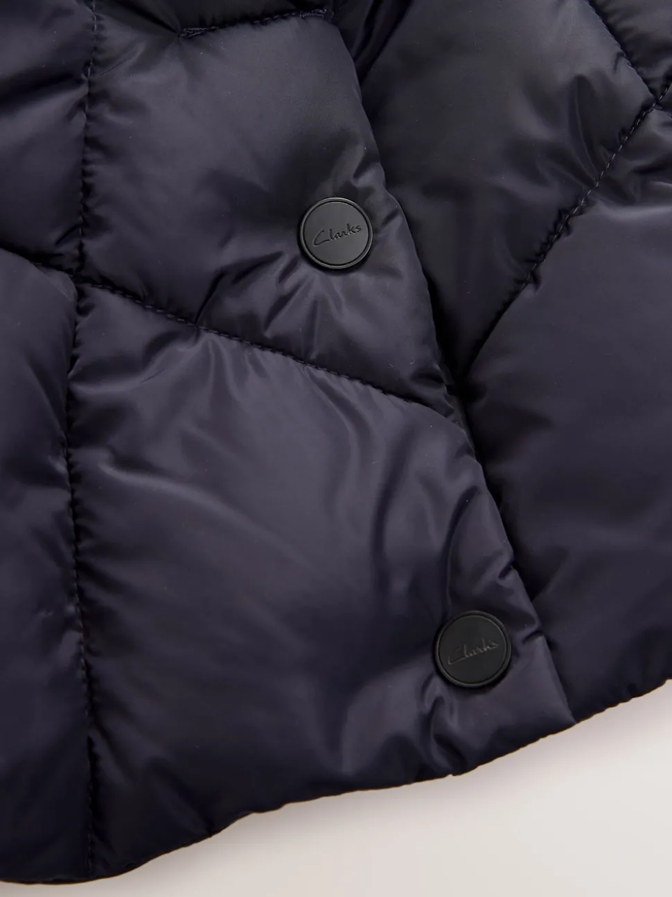 Clarks Navy Girls Shower Resistant Longline Padded Coat