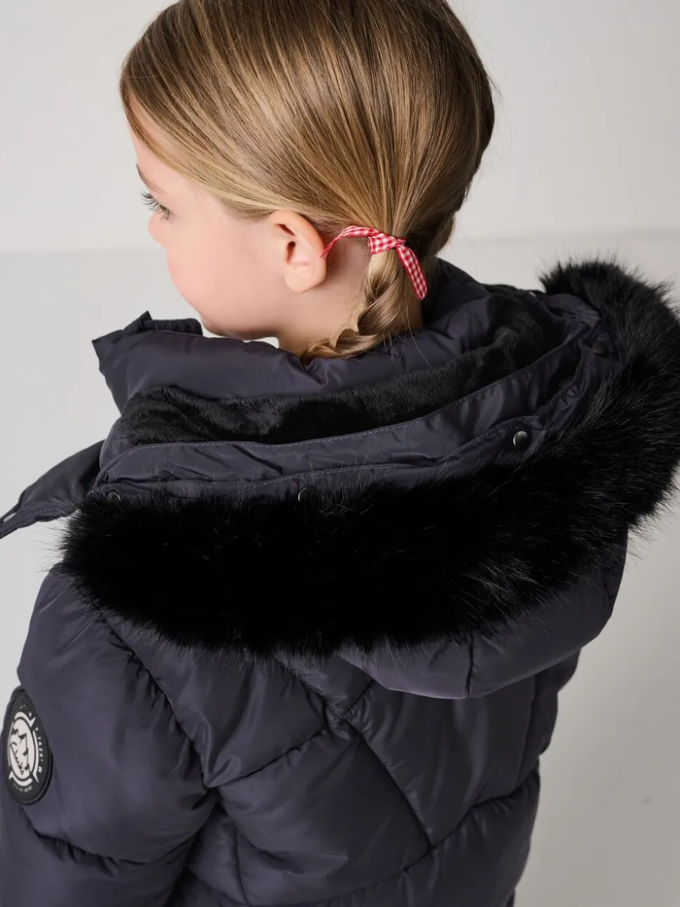 Clarks Navy Girls Shower Resistant Longline Padded Coat