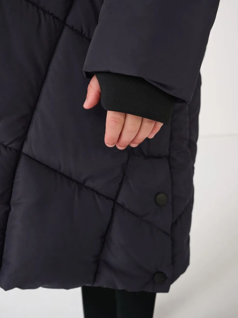 Clarks Navy Girls Shower Resistant Longline Padded Coat