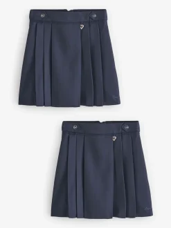 Clarks Navy Pleated School Skirts 2 Pack