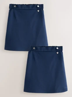 Clarks Navy Pull-On Ponte Pencil School Skirts 2 Pack