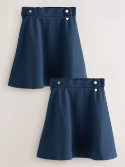 Clarks Navy Pull-On Ponte Skater School Skirts 2 Pack