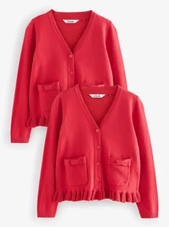 Clarks Red Bow Knitted School Cardigans 2 Pack