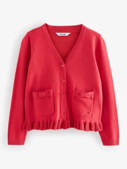 Clarks Red Bow Knitted School Cardigans 2 Pack