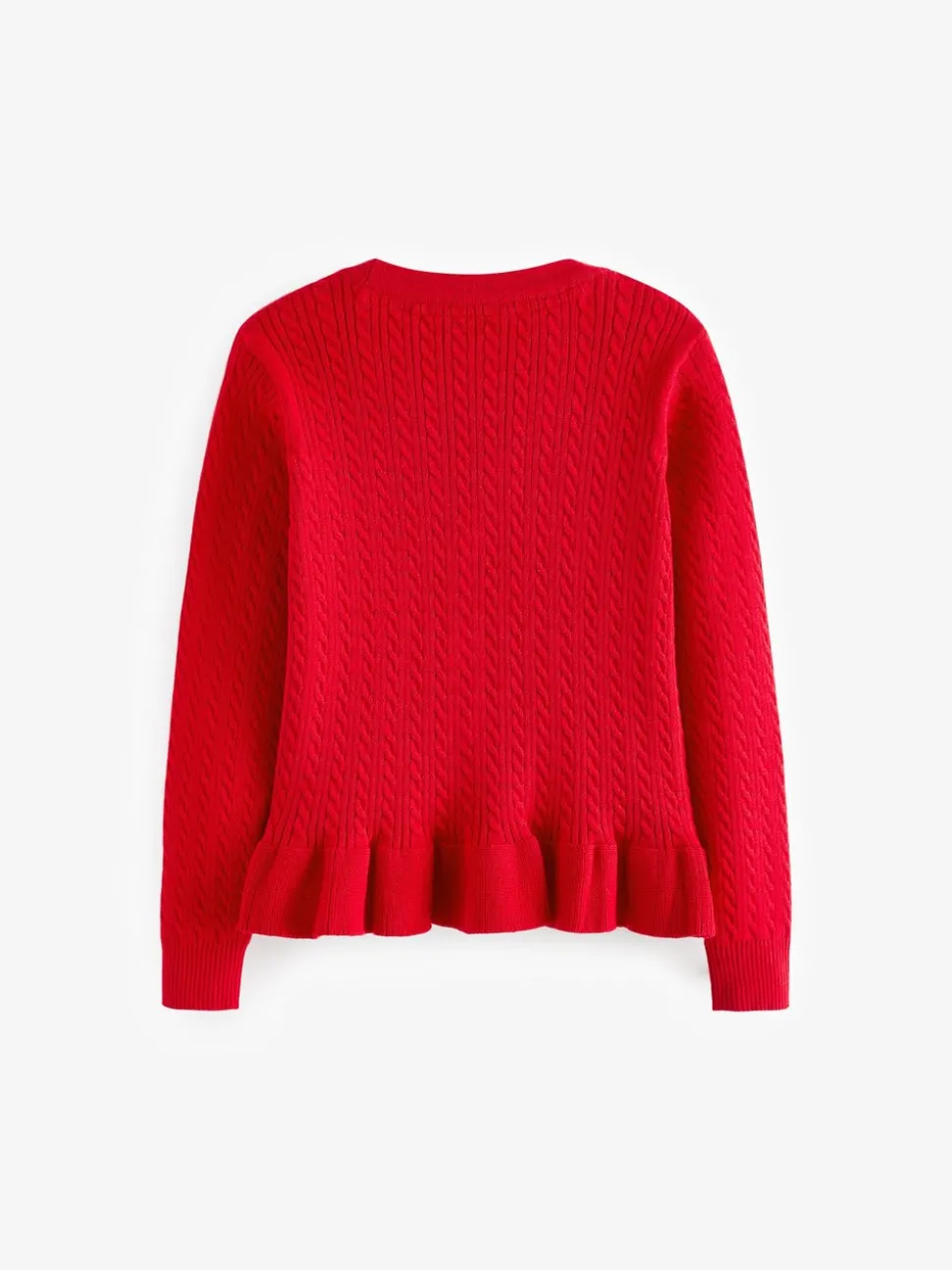 Clarks Red Cable Knit Frill School Cardigan