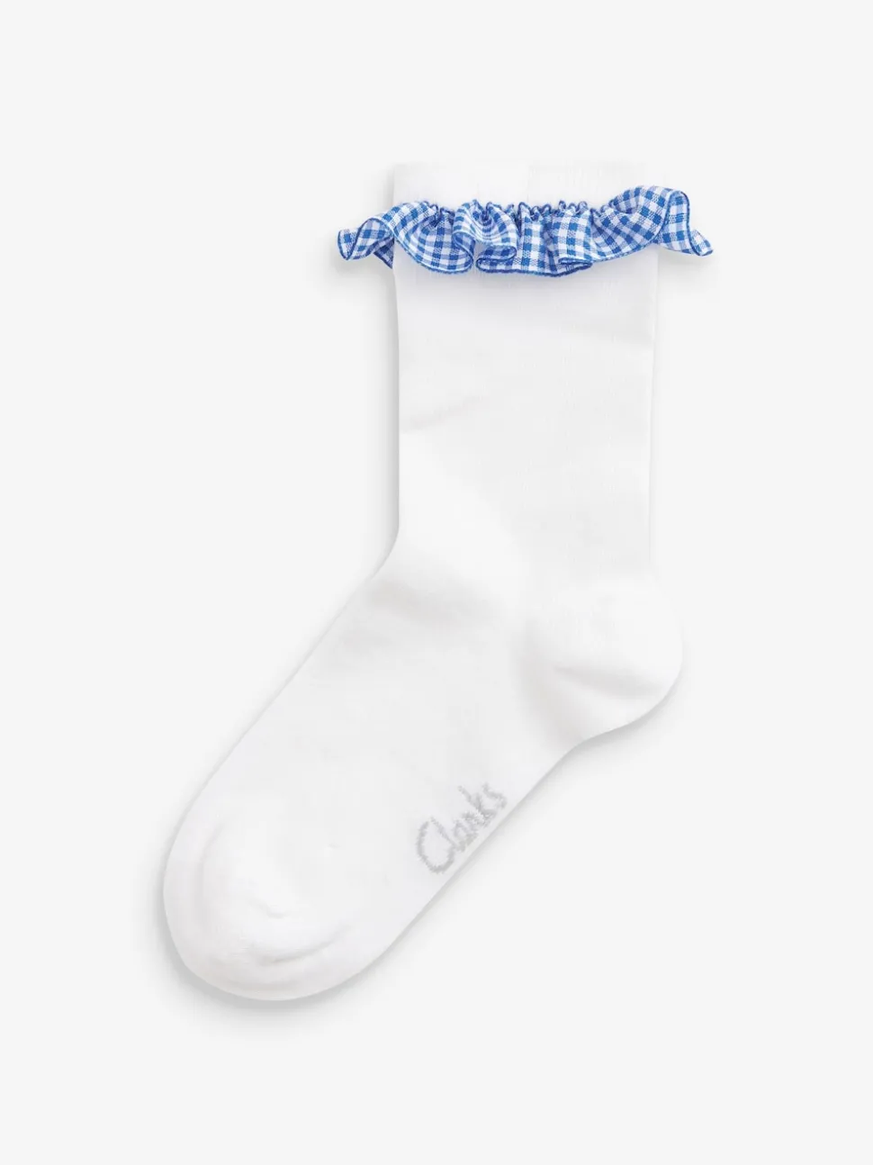 Clarks White/Blue Ankle School Socks 2 Pack