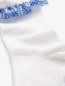 Clarks White/Blue Ankle School Socks 2 Pack