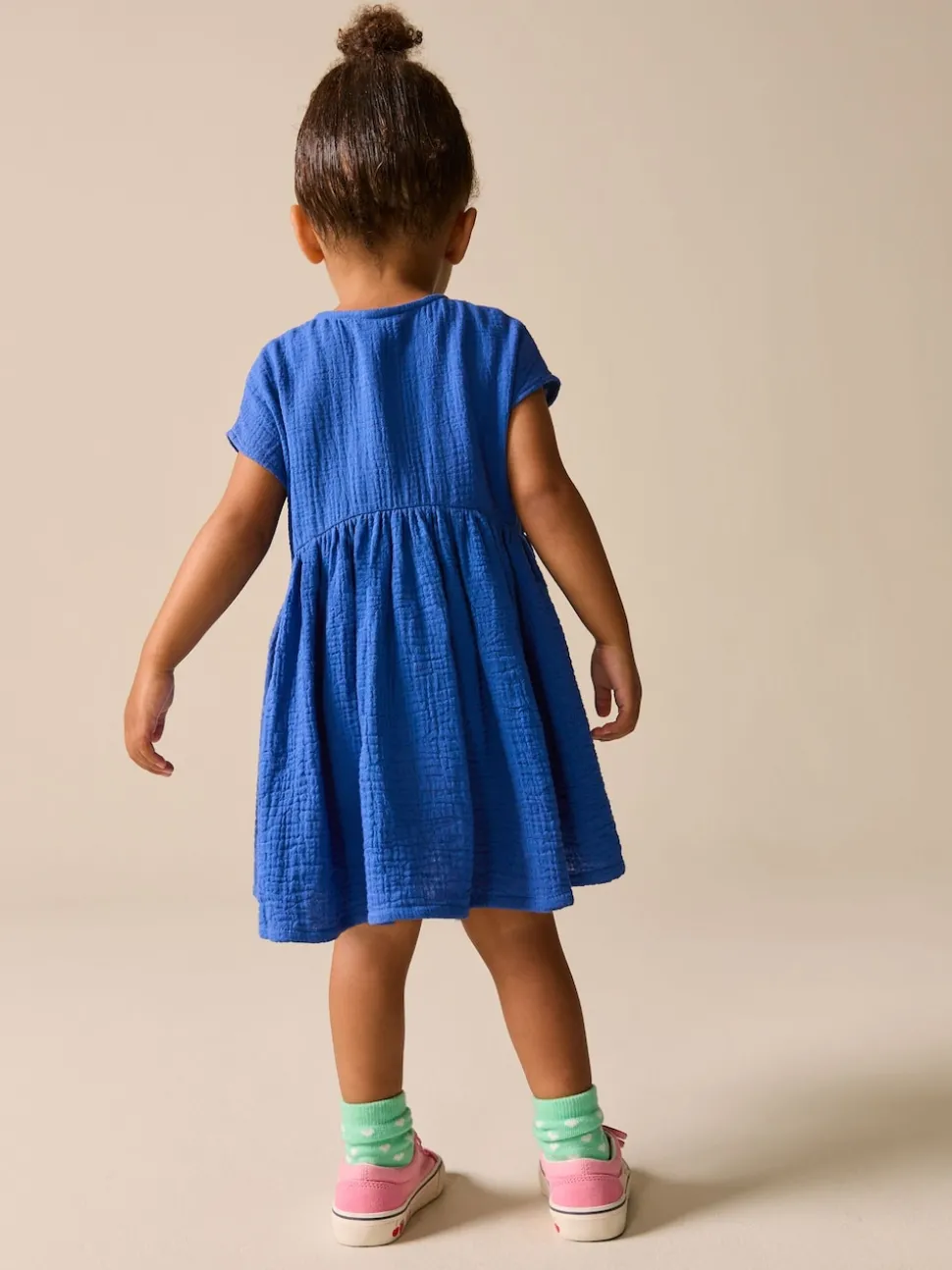 Cobalt Blue Textured Short Sleeve Dress (3mths-8yrs)