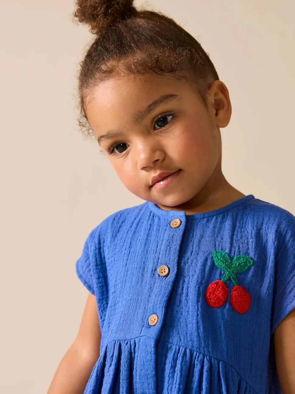 Cobalt Blue Textured Short Sleeve Dress (3mths-8yrs)