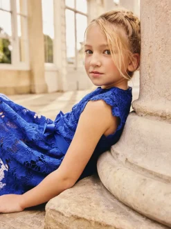 Cobalt Blue Lace Occasion Dress (3-16yrs)