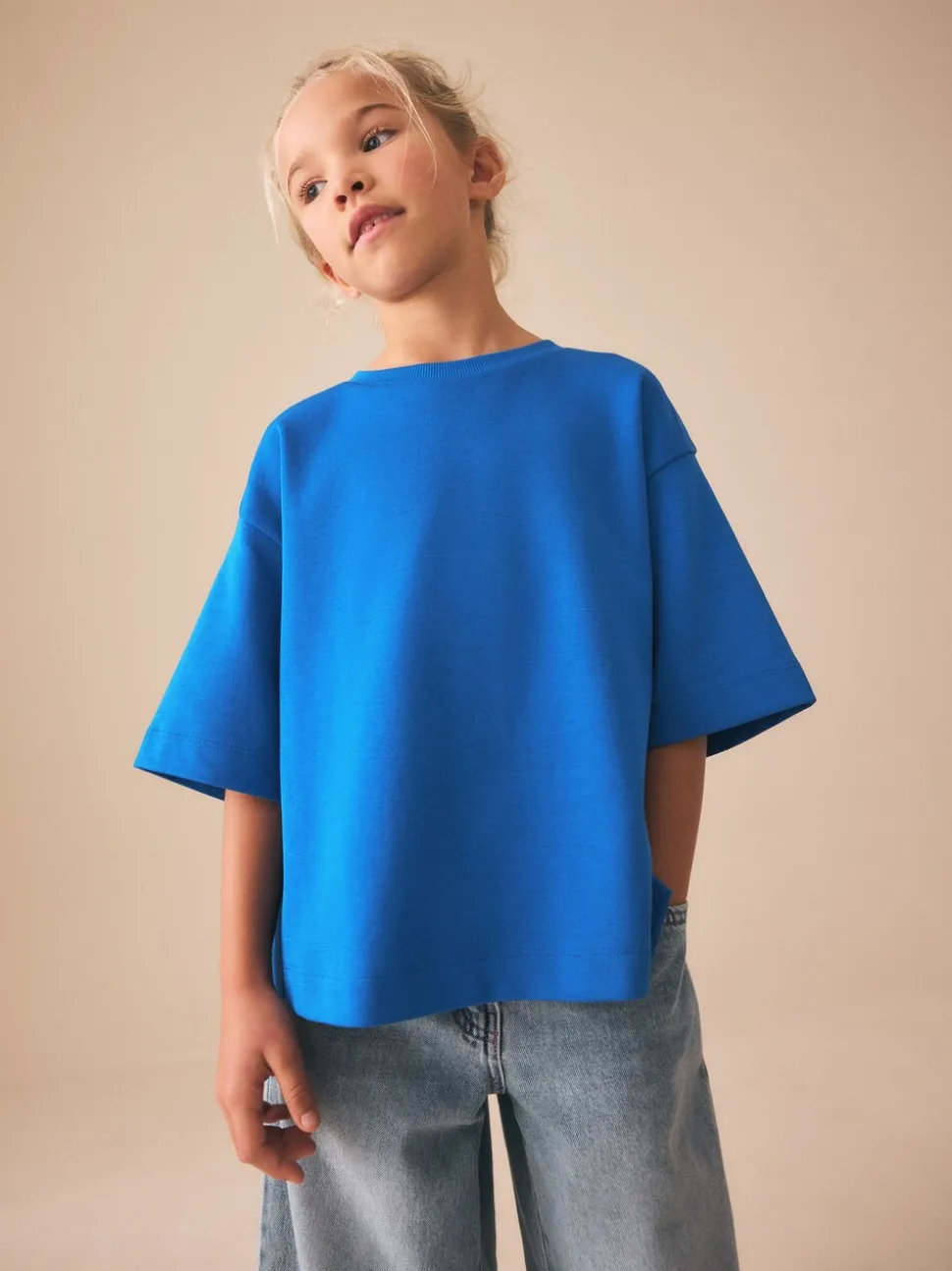 Cobalt Blue Oversized Boxy Heavyweight T-Shirt (3-16yrs)