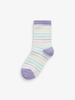 Colourful 7 Pack Cotton Rich Spot Stripe Ankle Socks