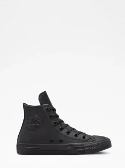 Converse Black Leather High Top Youth Trainers