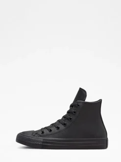 Converse Black Leather High Top Youth Trainers