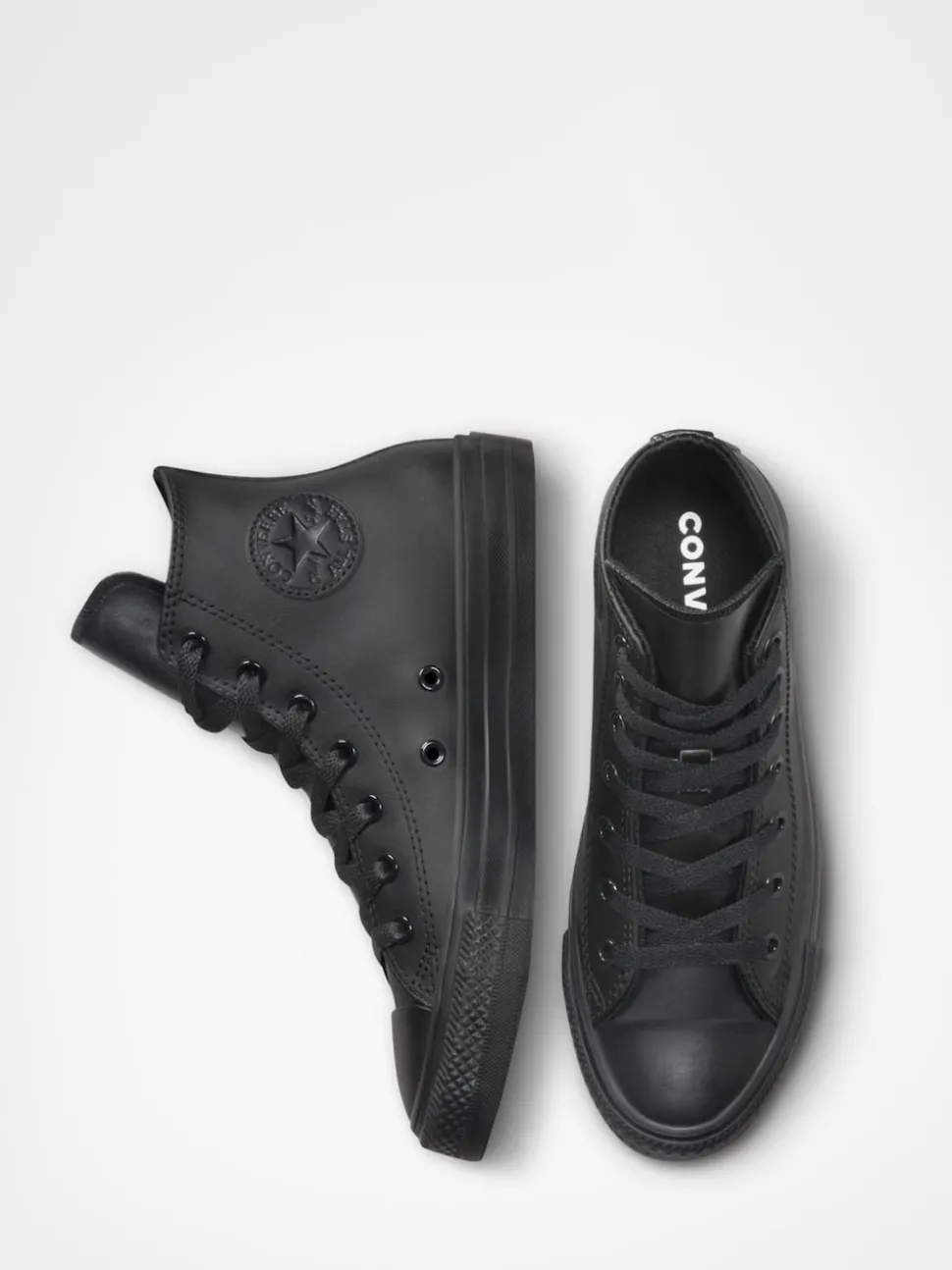 Converse Black Leather High Top Youth Trainers