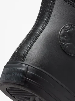Converse Black Leather High Top Youth Trainers