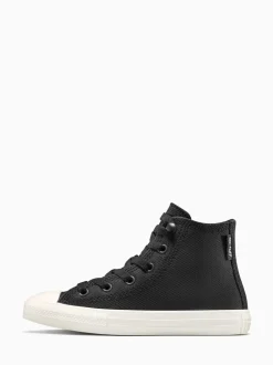 Converse Black Chuck Taylor Kid Leather High Trainers