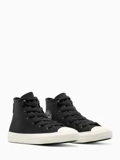 Converse Black Chuck Taylor Kid Leather High Trainers