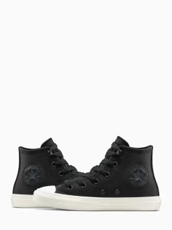 Converse Black Chuck Taylor Kid Leather High Trainers