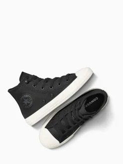 Converse Black Chuck Taylor Kid Leather High Trainers