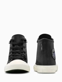 Converse Black Chuck Taylor Kid Leather High Trainers