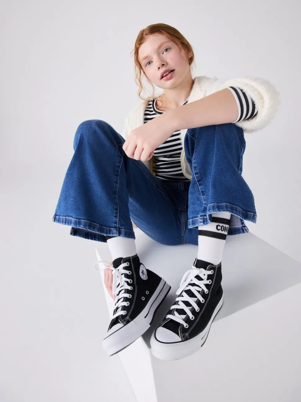 Converse Black Eva Lift High Top Youth Trainers