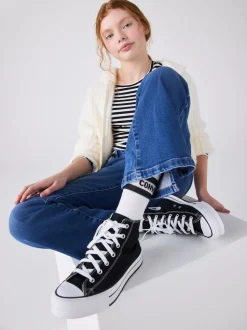 Converse Black Eva Lift High Top Youth Trainers