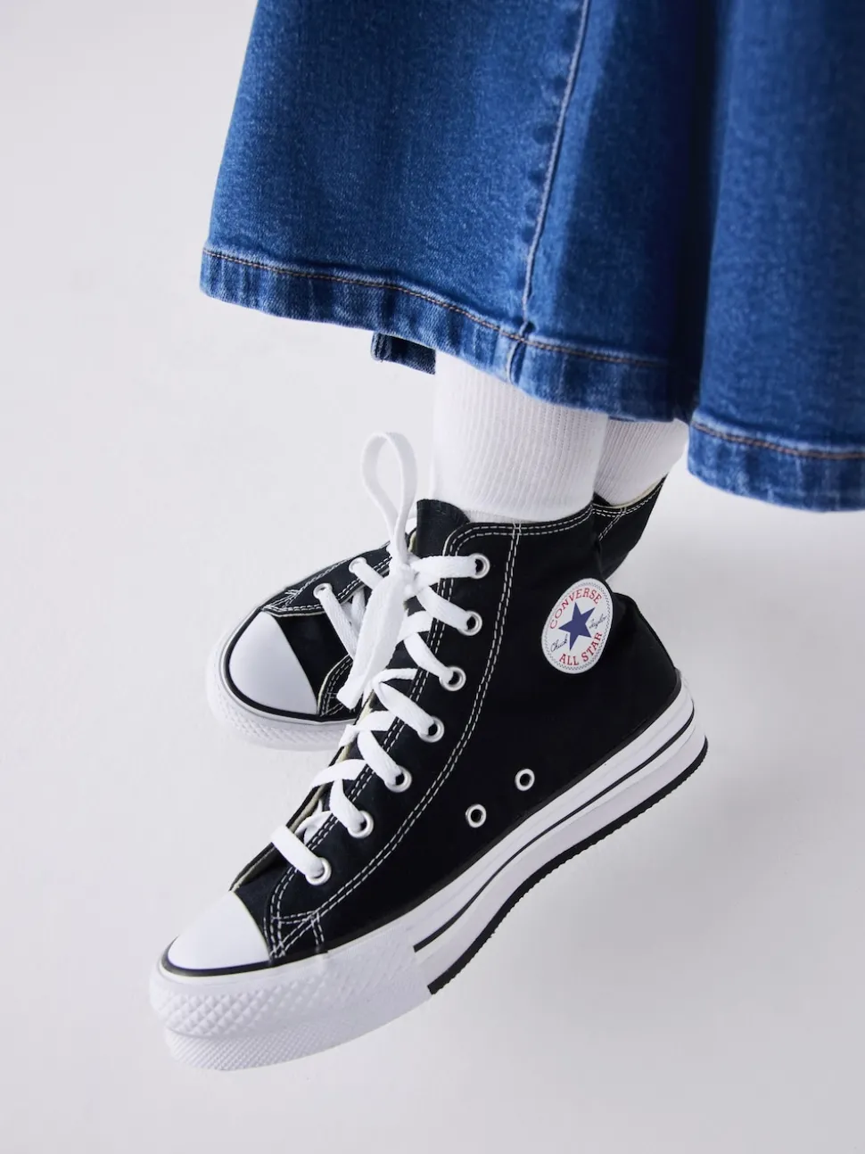 Converse Black Eva Lift High Top Youth Trainers
