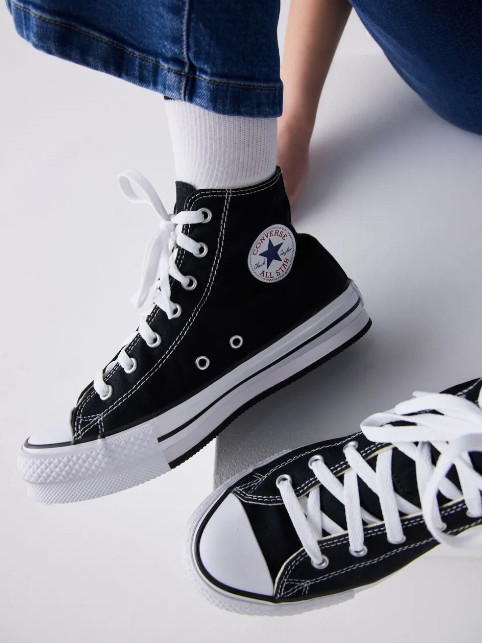 Converse Black Eva Lift High Top Youth Trainers