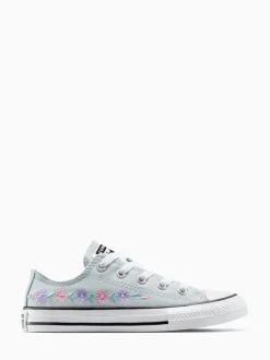 Converse Blue Junior Chuck Taylor Floral Embroidered Trainers